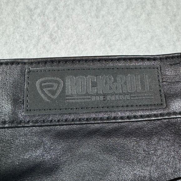 Rock & Roll Denim Chain Fringe Black Mini Skirt Size 28 High Rise Bold and Styl - Picture 8 of 10